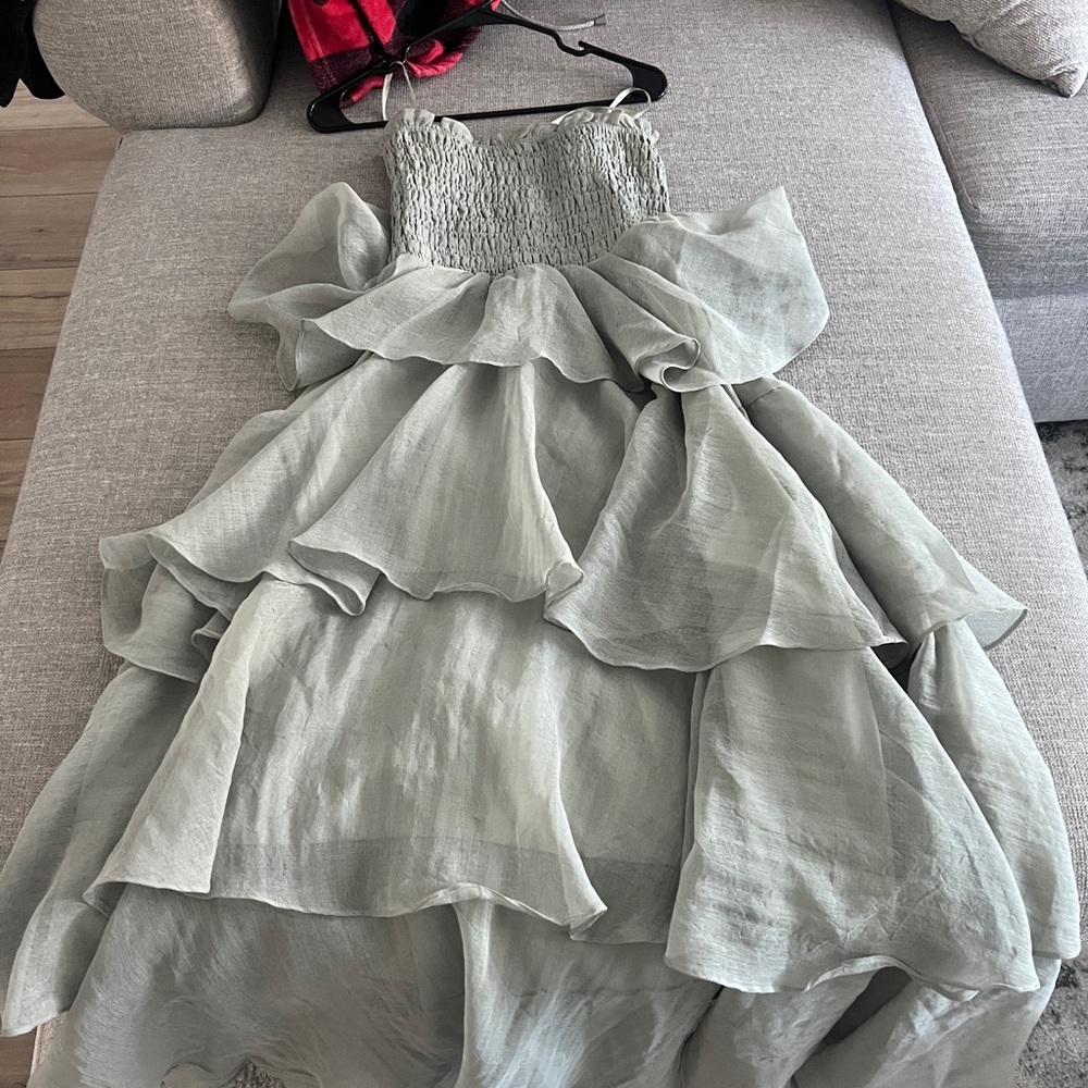 Olive Green Ruffled Dress